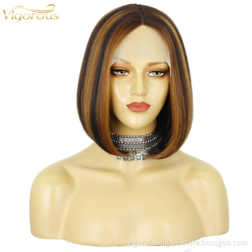 Vigorous highlight Blonde Synthetic Lace Front Wigs Short Straight Fashion Hair Wig Bob Cut Wigs For Women